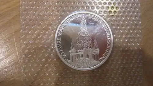 10 DM Silbermünze 50 Jahrestag der Zerstörung Dresdens 1995 J, PP