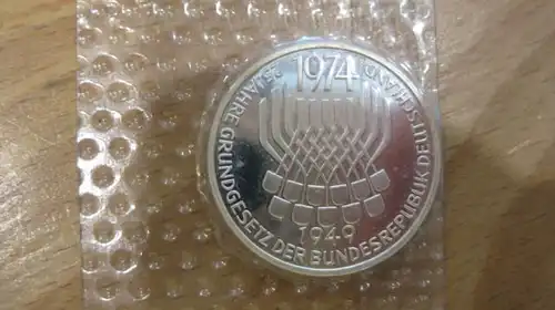 5 DM Silbermünze Verfassungsgesetz 1974 F, PP