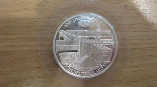 10 € Silbermünte 100 Jahre U-Bahn 2002 D, stg