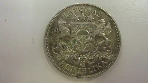 Lettland 2 Lati Silbermünze 1926