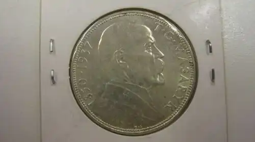 Tschechien Silbermünze Tod von Masaryk, 20 Korun