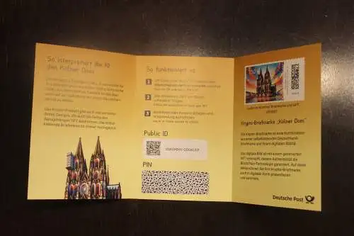 Kryptomarke Kölner Dom im gelben Folder; MNH