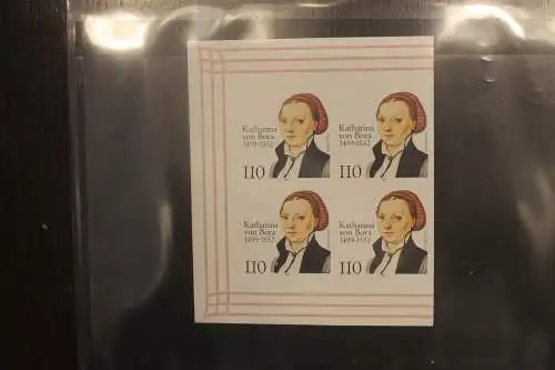  Katharina von Bora, MiNr. 2029; Viererblock, ungezähnt, MNH, Fotoattest