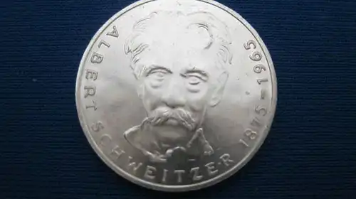 5 DM Silber Silbermünze Gedenkmünze Schweitzer 1975 G, stg