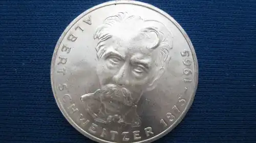 5 DM Silbermünze Gedenkmünze Silber Schweitzer 1975 G, stg