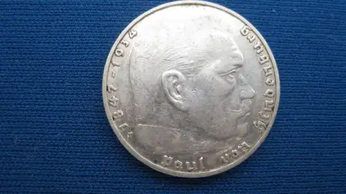 2 RM Reichsmark Hindenburg 1937 J, vz, Silber Silbermünze