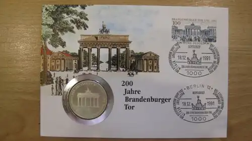 Numisbrief Münzbrief BRD 1991 Brandenburger Tor