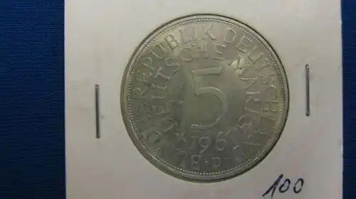 5 DM Silberadler Silbermünze 1961 D