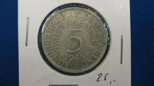 5 DM Silberadler Silbermünze 1965 G