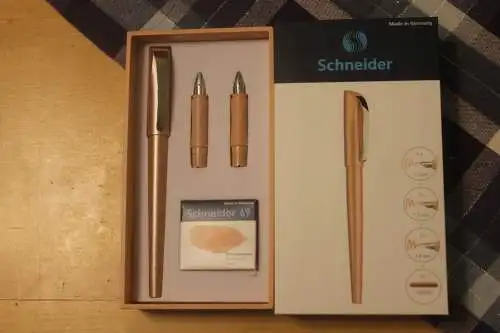 Kalligraphie Schreibset Markenset Schneider, 3-teilig, apricot-metallic