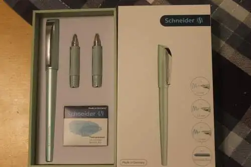 Kalligraphie Schreibset Markenset Schneider, 3-teilig, mint-metallic