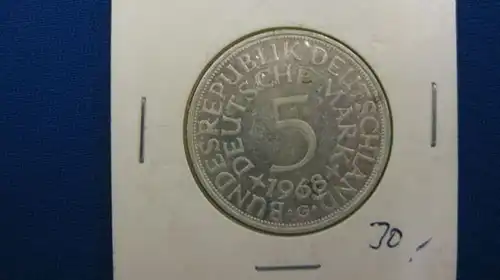 5 DM Silberadler Silbermünze 1968 G