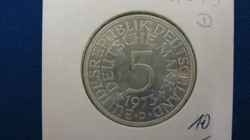 5 DM Silberadler Silbermünze 1973 D