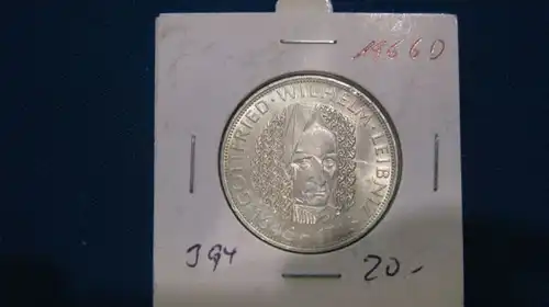 5 DM Silbermünze Silber Leibnitz 1966 D
