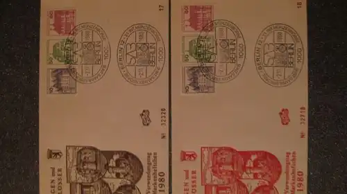 Berlin Zusammendrucke, komplette Garnitur auf Brief aus Markenheft MH  12  Burgen & Schlösser 1980