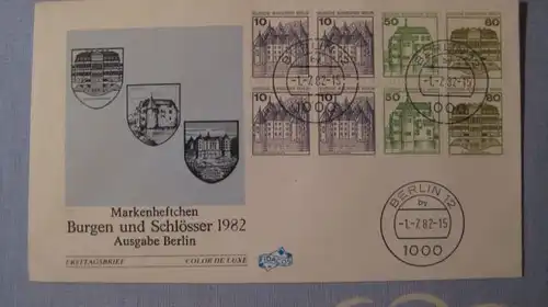 Berlin MH Markenheft Heftchenblatt 21 aus MH 13 Burgen und Schlösser FDC