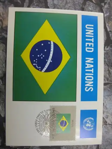 MK Maximumkarte UNO New York Flaggen 1983 Brazil Brasilien
