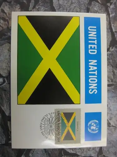 MK Maximumkarte UNO New York Flaggen 1983 Jamaica