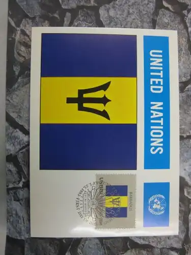MK Maximumkarte UNO New York Flaggen 1983 Barbados