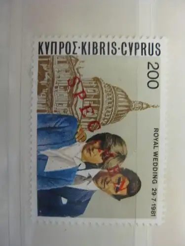 Zypern, gr. Lady Diana & Prinz Charles Hochzeit Mi.-Nr. 560 28.9.81 SPECIMEN MUSTER **