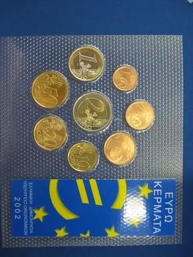 €-Münzen-Satz Griechenland 2002, geblistert