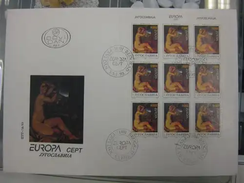 CEPT EUROPA-UNION Jugoslawien 1993 KB Kleinbogen auf FDC 