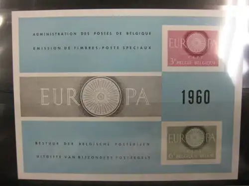 CEPT EUROPA-UNION Belgien 1960 Amtliches Gedenkblatt Mi.-Nr. 1209-10 *