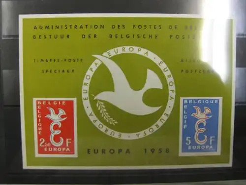 CEPT EUROPA-UNION Belgien 1958 Amtliches Gedenkblatt Mi.-Nr. 1117-18