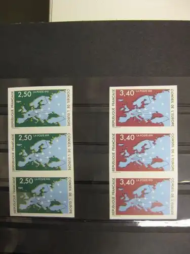 CEPT-Mitläufer, EUPOPA-UNION-Symphatieausgabe Conseil de l`Europe Dienstmarken für den Europarat 1991 Mi.-Nr. 49-50 U ** geschnitten , ungezähnt