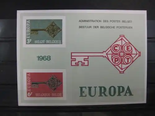 CEPT EUROPA-UNION Belgien 1968 Amtliches Gedenkblatt