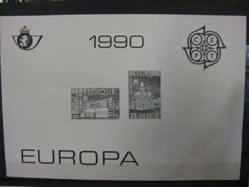 CEPT EUROPA-UNION Belgien 1990 Offizieller Schwarzdruck der Mi.-Nr. 2419-20 