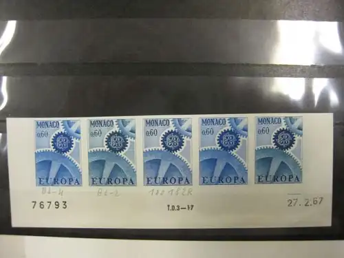 CEPT EUROPA-UNION Monaco 1967 Farbprobe in blau der Mi.-Nr. 871 U, ungezähnt, geschnitten 