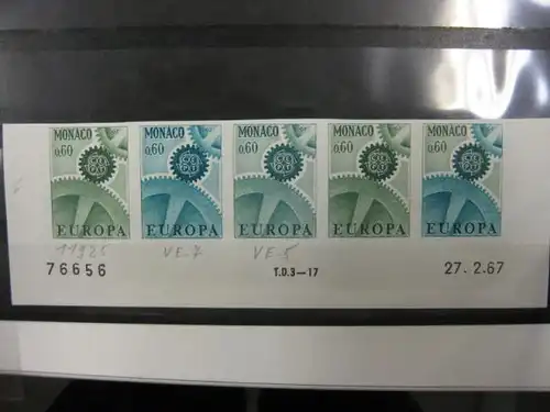 CEPT EUROPA-UNION Monaco 1967 Farbprobe in grün der Mi.-Nr. 871 U, ** geschnitten, ungezähnt