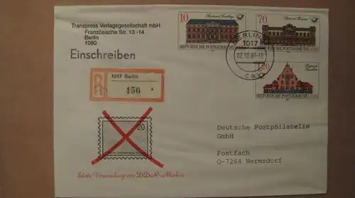 VGO-Beleg Letzte Verwendung von DDR-Marken 2.10.90 