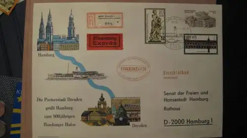 DIN A5 Brief von Dresden nach Hamburg mit Personendampfer "DRESDEN" der "Weißen Flotte"