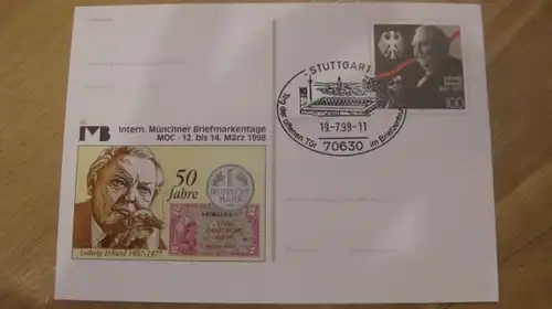 Ganzsache 50 Jahre Deutsche Mark D-Mark Intern. Münchner Briefmarkentage 1997