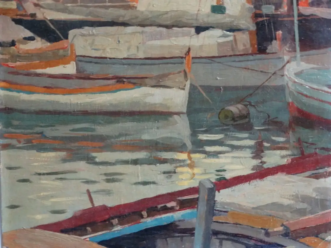  Italienische Maler Öl Malerei signiert Hafen von Nizza Attilio GUFFANTI (1875-1943) 8