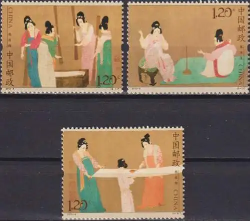 Paintings - Court Ladies Preparing Newly Woven Silk