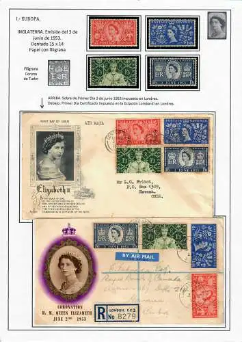 Elizabeth II. Post issues dedicated to the coronation