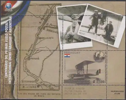 The 100th Anniversary of the First Postal Flight between Paraguay and Argentina