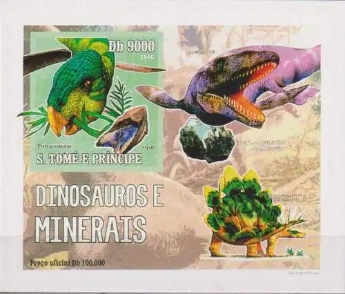 Dinosaurs and minerals - Psittacosaurus and Opal - luxury blocks