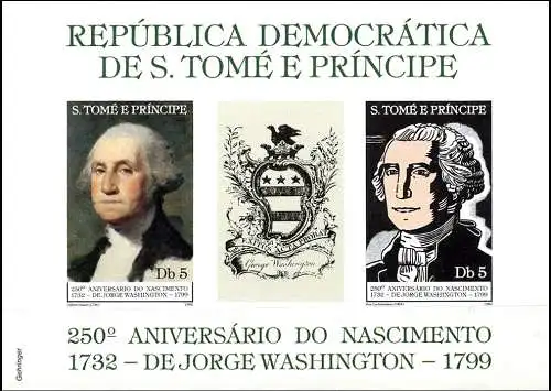 250th Birth Anniversary of George Washington - no perforation