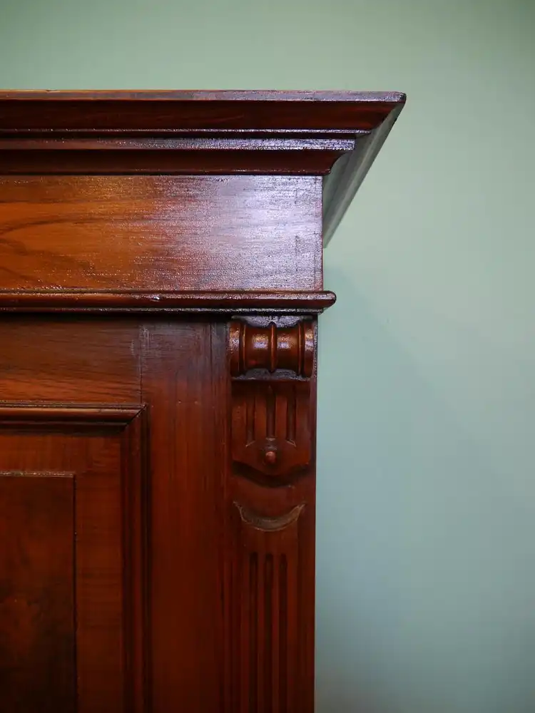 Kleiderschrank, 2-türig, Gründerzeit um 1880, Erzgebirge, Tanne gefasst (Furniermalerei) 2