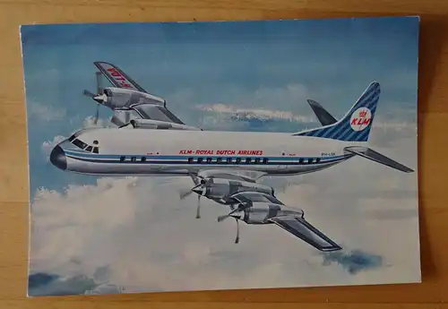 [Werbepostkarte] Werbe AK der KLM-Royal Dutch Airlines mit Lockheed Electra 