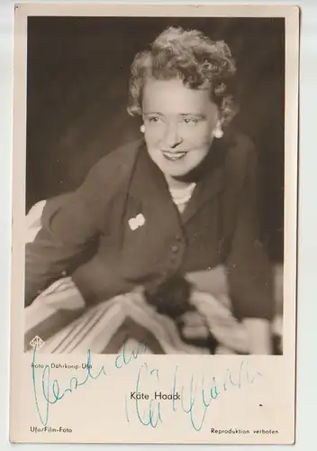 Autogramm-Karte Käte Haack, mit blauem Kugelschreiber signiert