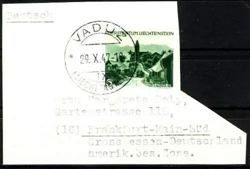 LIECHTENSTEIN 1944 Nr 225 zentrisch gestempelt Briefst³ck 1721EA