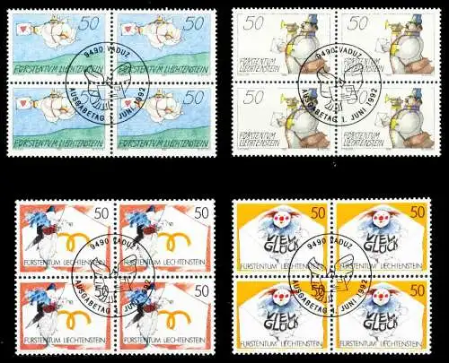 LIECHTENSTEIN 1992 Nr 1041-1044 zentrisch gestempelt VIERERBL 60A40A