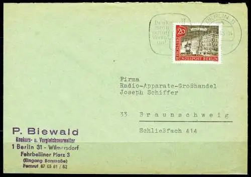 BERLIN 1962 Nr 221 BRIEF zentrisch gestempelt EF 19CA1E