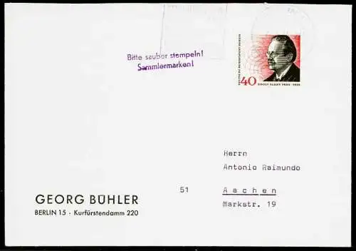 BERLIN 1974 Nr 467 BRIEF EF 1F6342