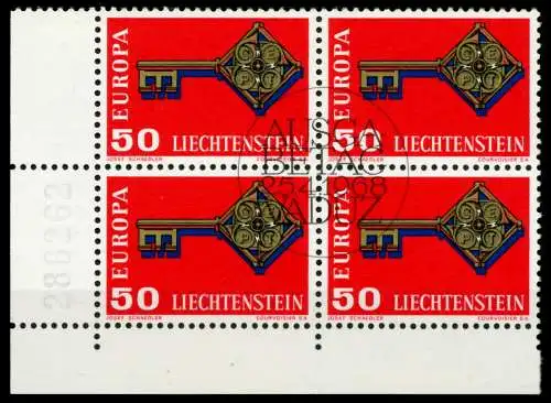 LIECHTENSTEIN 1968 Nr 495 zentrisch gestempelt VIERERBLOCK E 6E9442